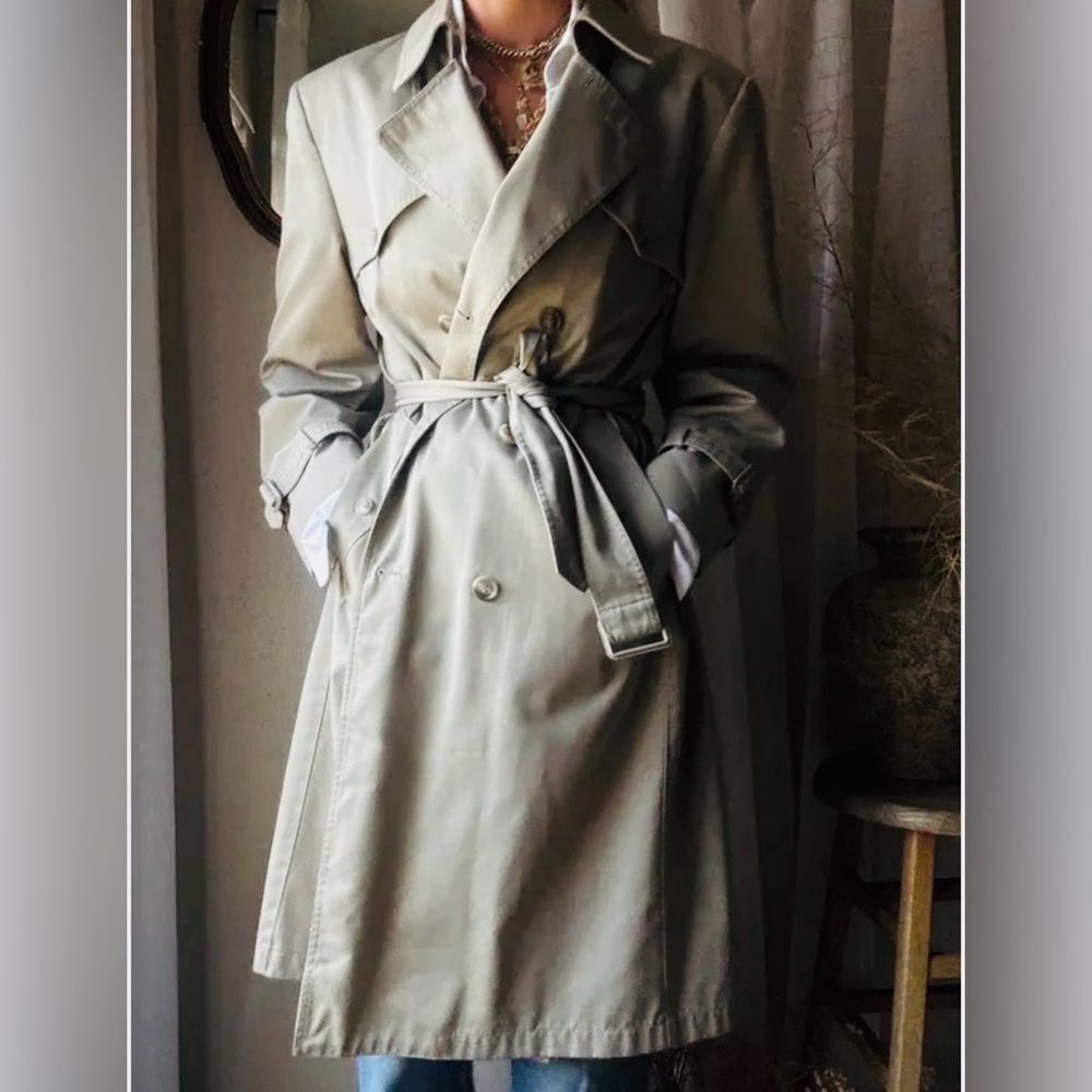Vintage Trench Coat London Fog Double Breasted Size removed without Zip In Liner